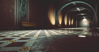 CGI Designed hallway with patterned floor and ambient lighting in urban setting video