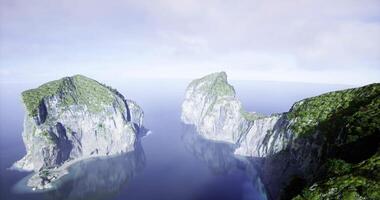 CGI Scenic view of twin rocky islands surrounded by tranquil ocean waters video