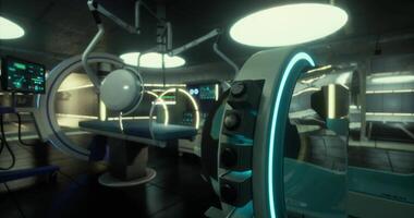 CGI Futuristic medical facility with advanced technology and bright lights video