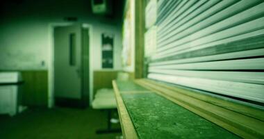 CGI Exploring an abandoned indoor space with a partially closed shutter video
