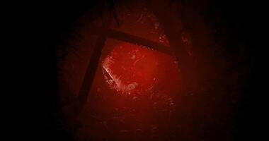 CGI Visual exploration of an abstract red environment with geometric shapes video