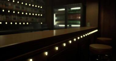CGI Illuminated bar interior showcasing subtle lighting and seating arrangements video