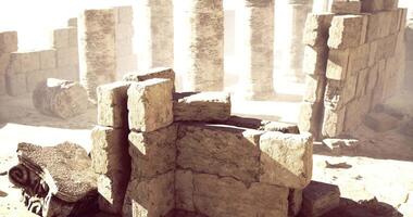 CGI Ruins of an ancient structure surrounded by towering columns at dawn video