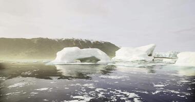 CGI Glacier melting in serene Arctic landscape under soft sunlight video