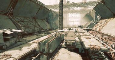 CGI Futuristic industrial scene with large structures and equipment video