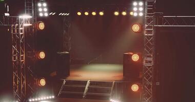 CGI Concert stage set with colorful lights and sound equipment ready video