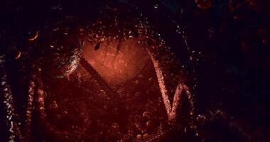 CGI Exploring an intricate and eerie underground cavern filled with vibrant colors video