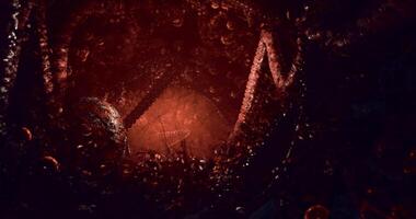 CGI Exploring a dark alien world of strange shapes and textures video