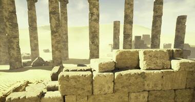CGI Exploring ancient ruins in a desert landscape with towering columns and stones video