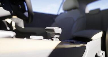 CGI Close up view of modern car interior showcasing gear shift and controls video