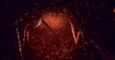 CGI Exploring the dark depths of an abstract underwater abyss at night video