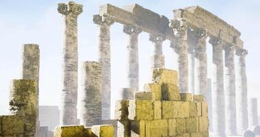 CGI Ancient columns stand in a misty environment near historical ruins video
