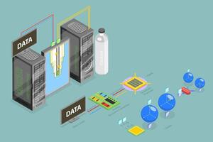 3D Isometric Flat Conceptual Illustration of Quantum Computer , Innovative Calculations Technology vector