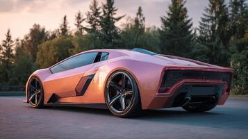 Glossy modern car photo under sun rays