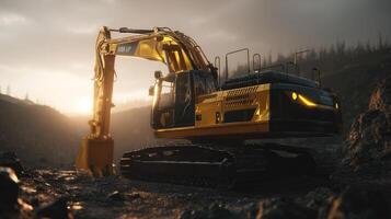 High-resolution photo of construction excavator working