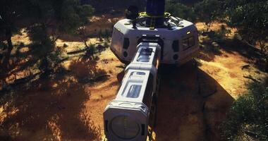 CGI Advanced tech and design in distant planet exploration habitat video