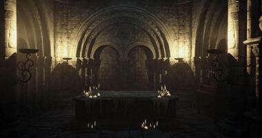 CGI Flickering candlelight illuminates a mysterious stone chamber video
