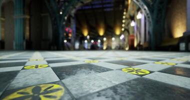 CGI Unique patterned floor tiles in a vibrant indoor space showcasing architecture video