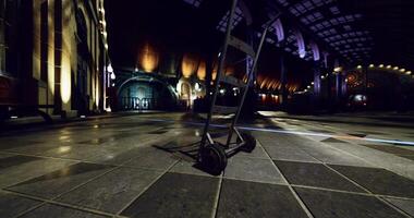 CGI Empty interior space with a dolly on the floor at a train station video