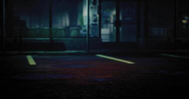 CGI Mysterious urban nighttime setting with illuminated parking lot video