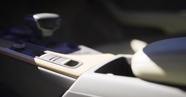 CGI Interior view of modern car showcasing console and gear shift design video