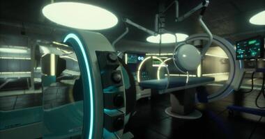 CGI Futuristic medical room with advanced technology and illuminated features video