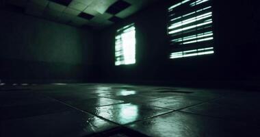 CGI Mood of an abandoned room with light filtering through dusty windows video
