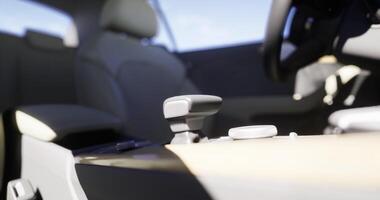 CGI Interior view of a modern car showcasing gear shift and dashboard design video