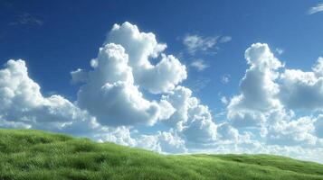 Photorealistic summer field image with clear blue skies photo