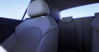 CGI Empty car interior with modern design features and sunlight filtering in video