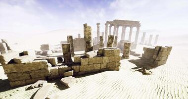 CGI Ruins of an ancient temple in a sandy desert under a bright sky video