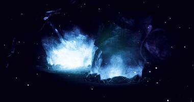 CGI Exploring luminous caves filled with vibrant crystals and cosmic light video