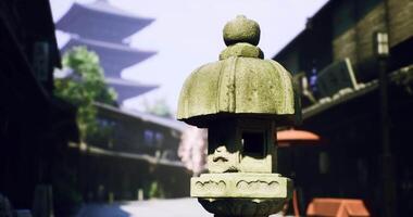 CGI Quiet lantern in traditional street with historic pagoda in background video