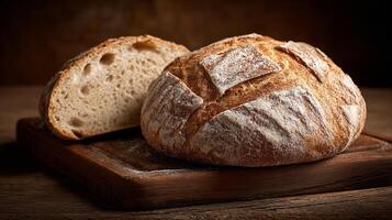 Bread loaf with real textures in sharp clear lighting wallpaper photo