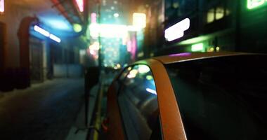 CGI Neon lit alley at night with a parked orange car video