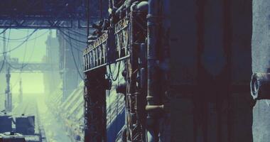 CGI Industrial architecture showcasing pipes and structures in a vast space video