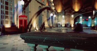 CGI Beautiful marble bench in an architectural space with vintage elements video