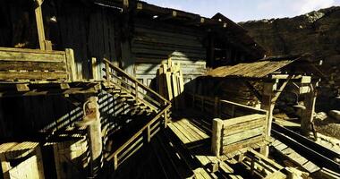 CGI Rustic wooden structure in rugged terrain showcases weathered design video
