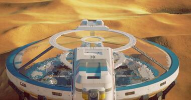 CGI Space habitat structure located on a vast desert landscape video