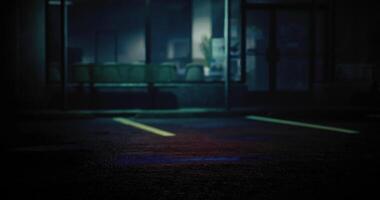 CGI Empty parking lot at night with eerie lighting and shadows video