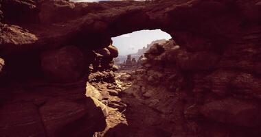CGI Exploring stunning rock formations in a remote desert landscape during daylight video