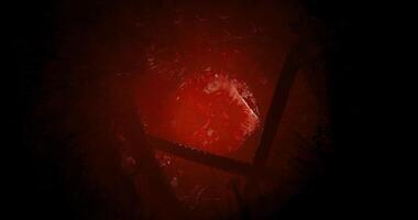 CGI Dark underwater view with vibrant red tones and mysterious shapes visible video