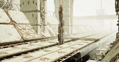 CGI Abandoned industrial complex with towering structures and desolate landscape video