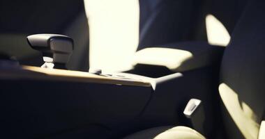 CGI Car interior with a focus on center console and seating details video