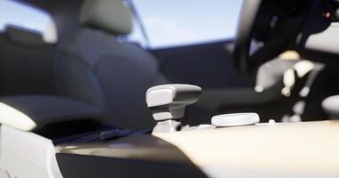 CGI Close up view of car interior showing gear shift and dashboard controls video