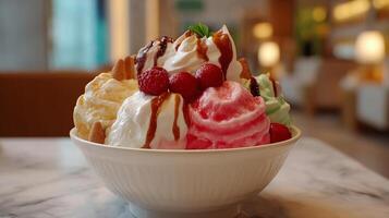 Ice cream photo with soft focus in food photography