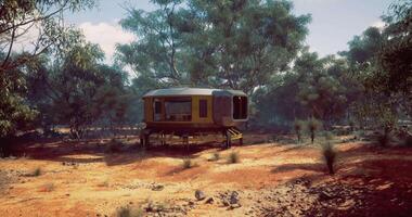 CGI Modern habitat design situated in a remote, lush forest environment video