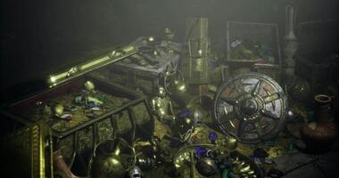 CGI Exploring a hidden treasure trove filled with ancient relics and artifacts video