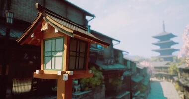 CGI Lantern illuminating a serene street with traditional architecture in Japan video
