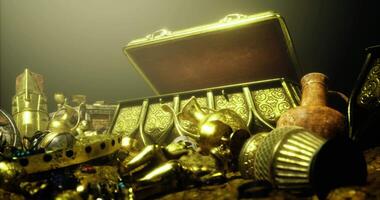 CGI Hidden treasure trove revealed in an ancient chest overflowing with gold video